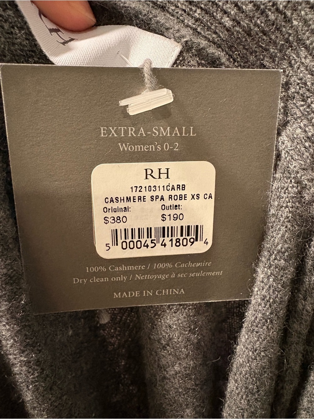 Authentic Cashmere Spa Robe Grey - Picture 5 of 5